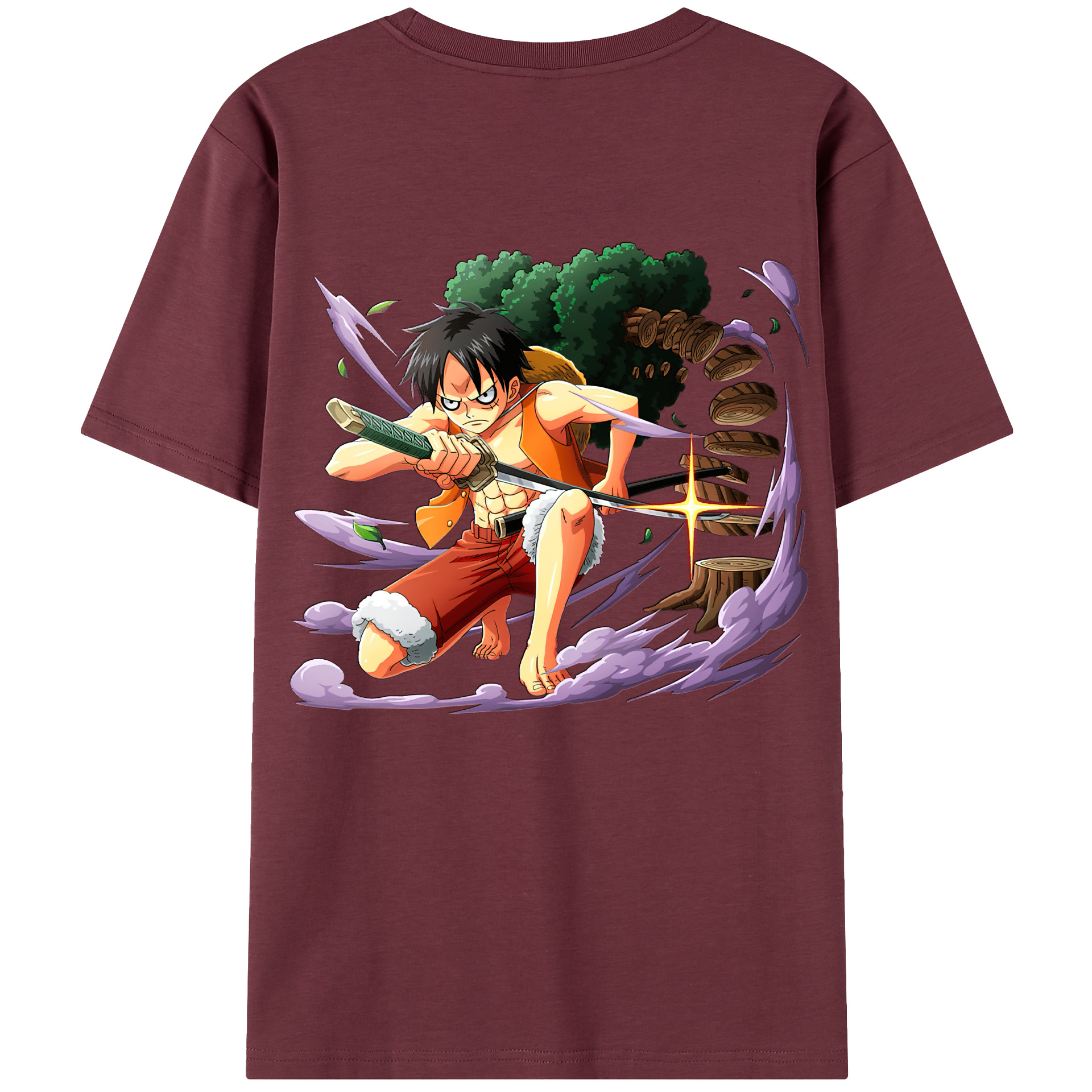 ワンピース モンキー・D・ルフィ ONE PIECE Monkey D. Luffy 綿100％半袖Tシャツ（背面プリント）